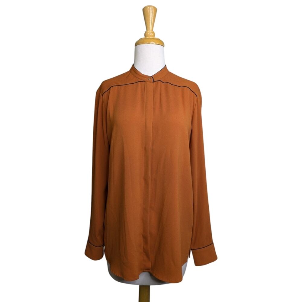 MM Lafleur Rust Brown Long Sleeve Blouse